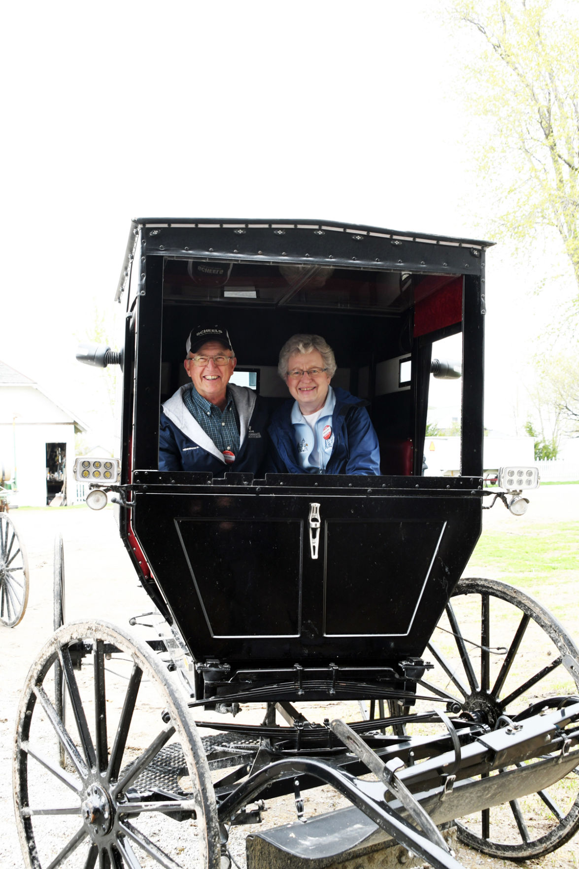 123 Dale and Sharon Epp in an Amish buggy.JPG